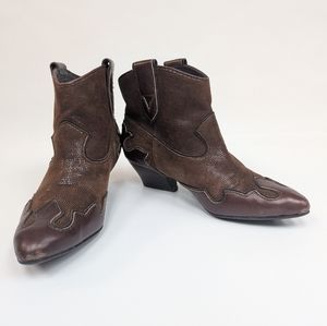Isola Odin Brown Leather Cowboy Western Ankle Booties size 7
